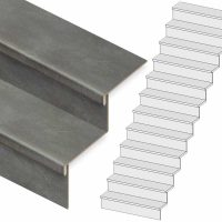 Traprenovatie set - rechte trap - 12 treden PVC toplaag Cement donker incl. stootborden | 899,-