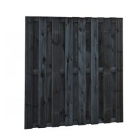 Schutting grenen geschaafd, 15-planks, 180 x 180 cm, zwart geïmpregneerd