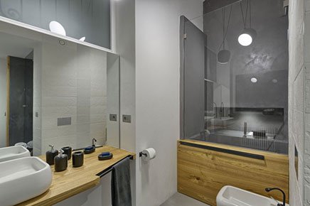 Badkamer met beton, beton cire en hout
