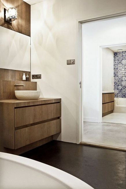 Badkamer met mooie materialen en kleuren combinatie