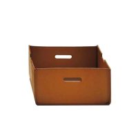 cognac leren opbergbak