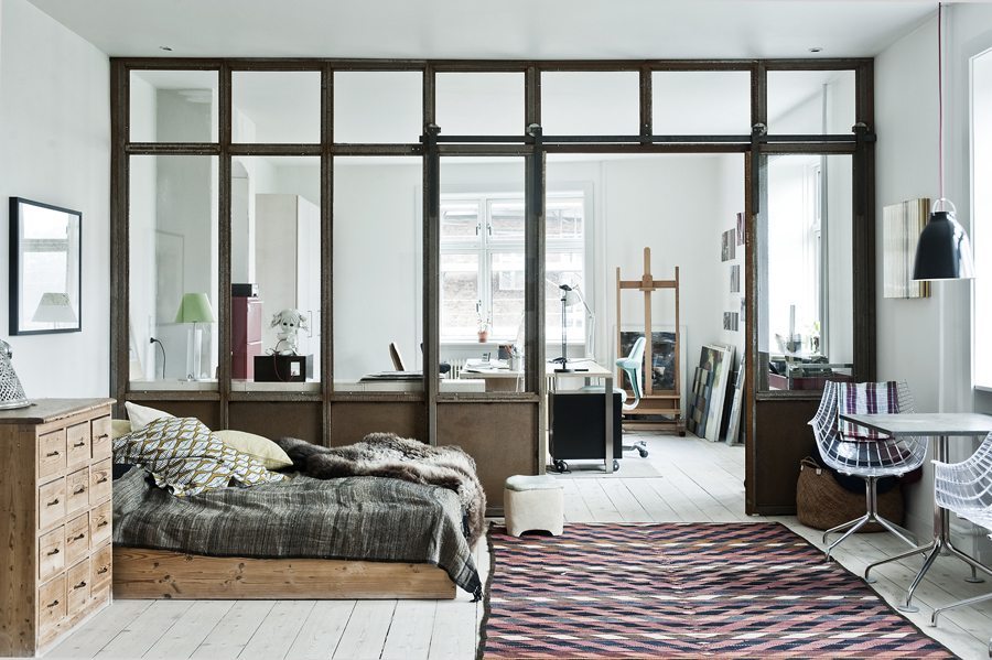 Deens appartement met industriële details van kunstenares Gitte