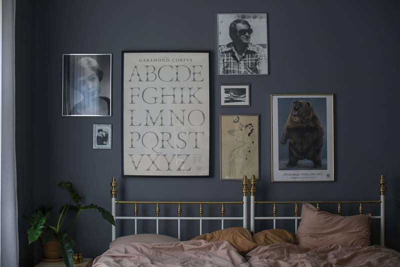 donkerblauwe muur slaapkamer collage