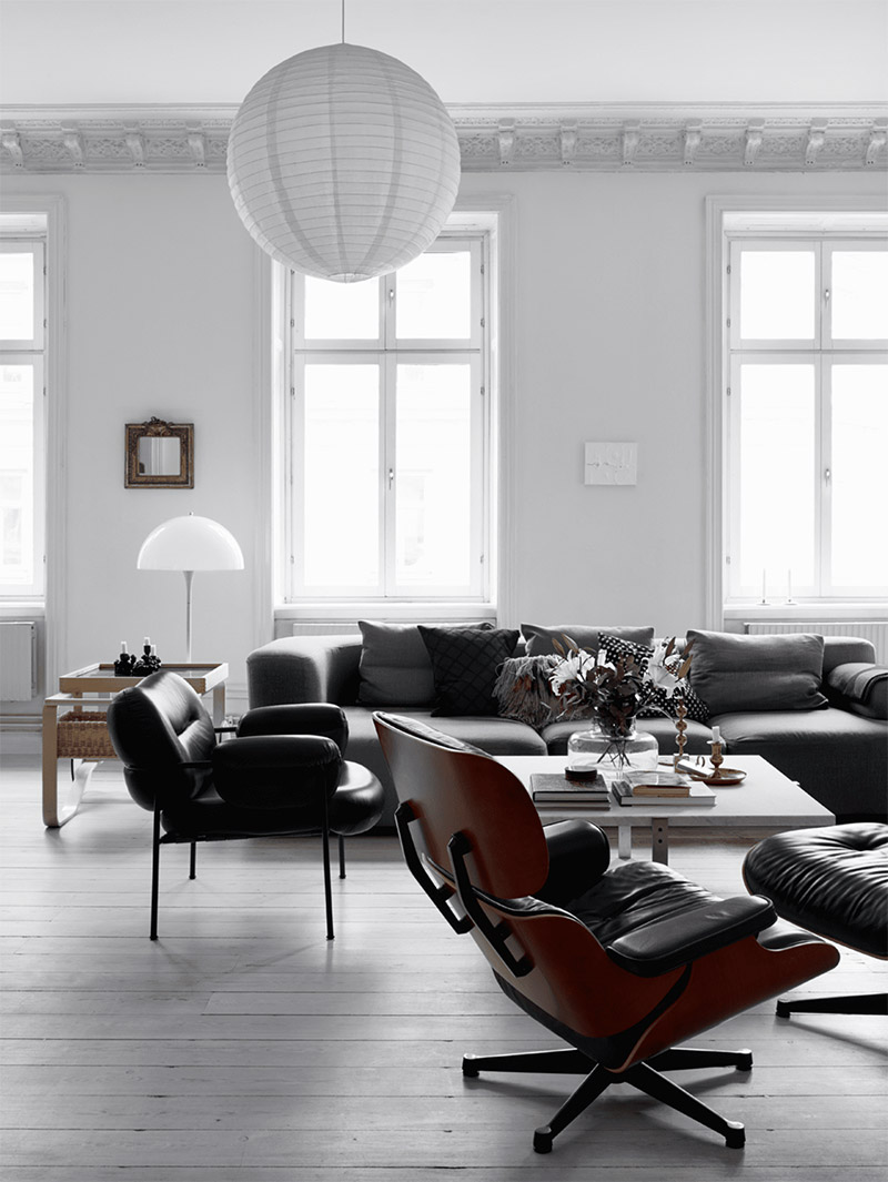 eames lounge chair wit interieur scandinavische woonkamer