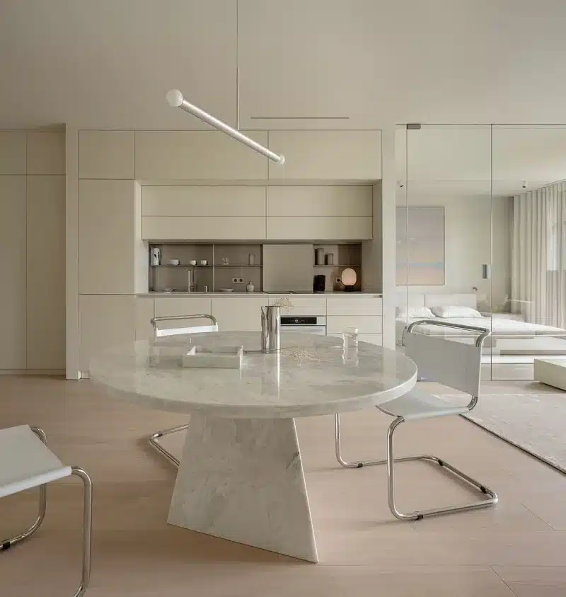 eethoek marmeren ronde eettafel