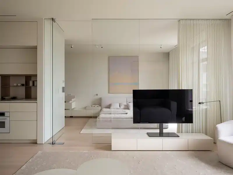 glazen wand slaapkamer woonkamer modern interieur