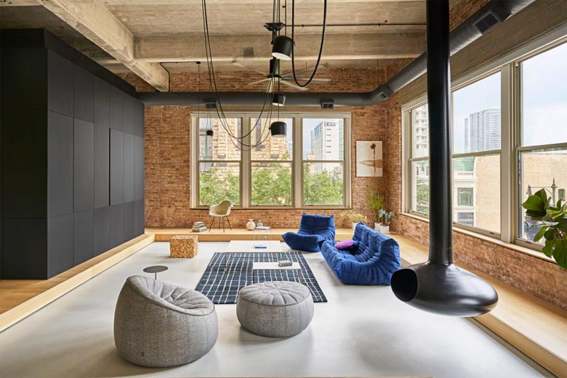 industriele woonkamer inspiratie loft appartement chicago