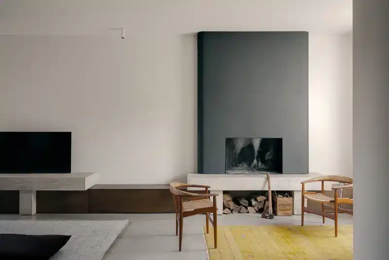 lage tv meubel op maat beton hout open haard