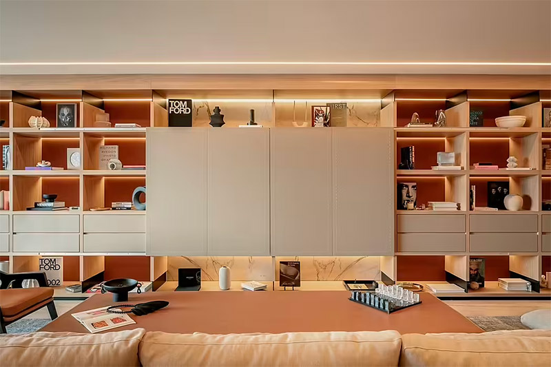 luxe woonkamer penthouse brasilia maatkast tv