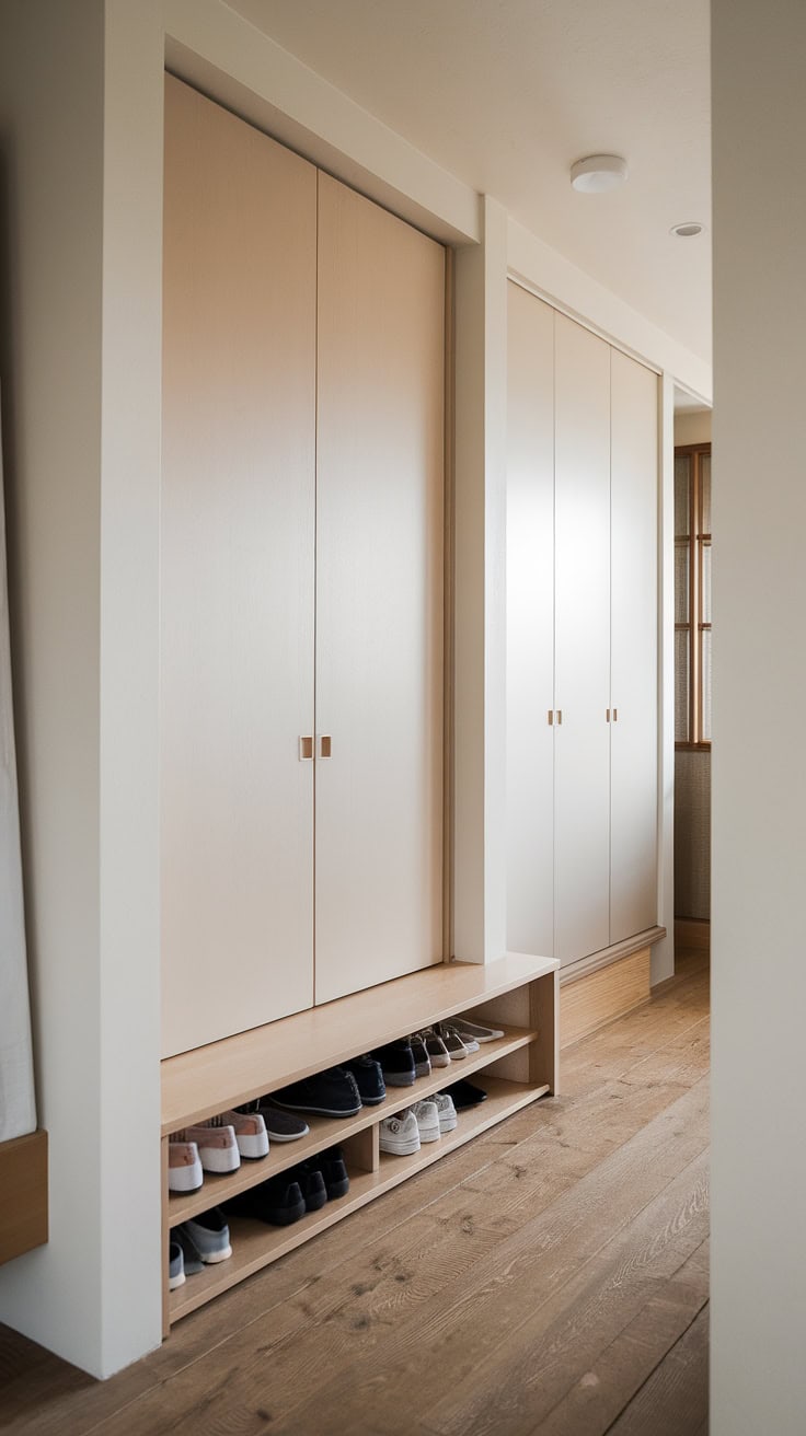 minimalistische schoenen opbergen hal japandi schoenenkast