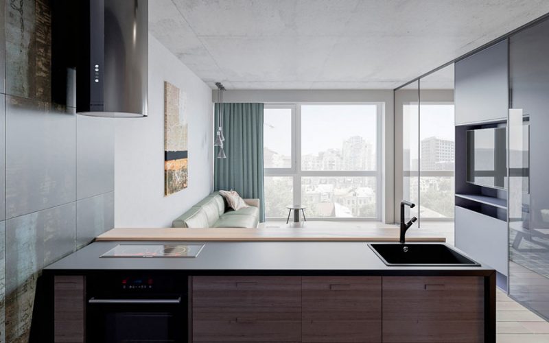 Modern stoer ontwerp voor een klein appartement van 52m2