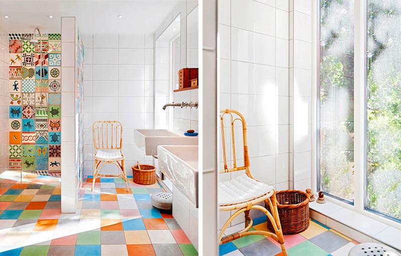moderne badkamer kleurrijke tegels