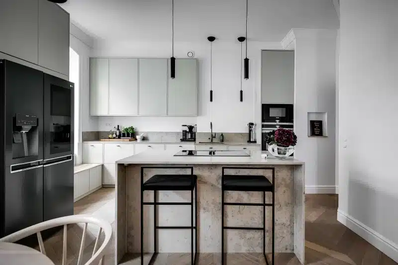 moderne keuken eiland barkrukken