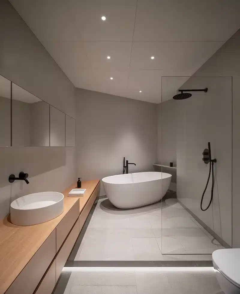 moderne minimalistische badkamer spa sfeer
