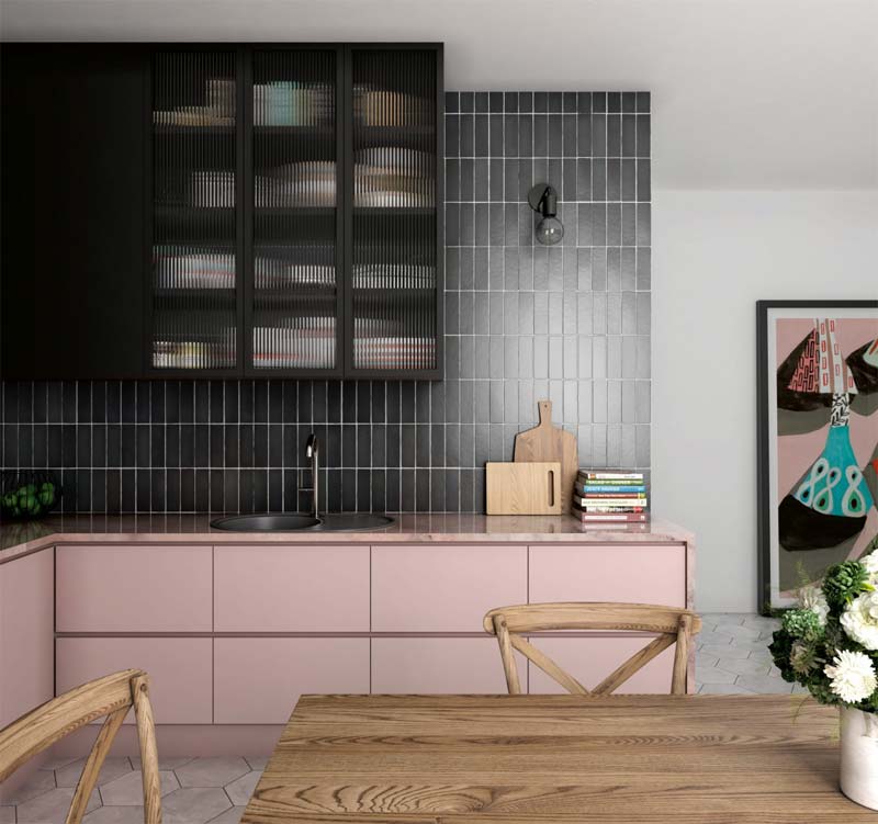 moderne oud roze keuken