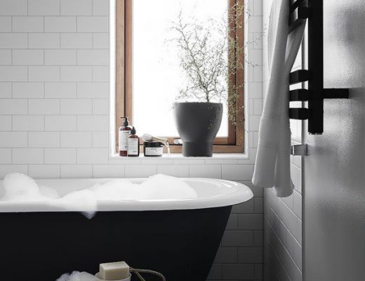 Mooie Japans geïnspireerde Scandinavische badkamer