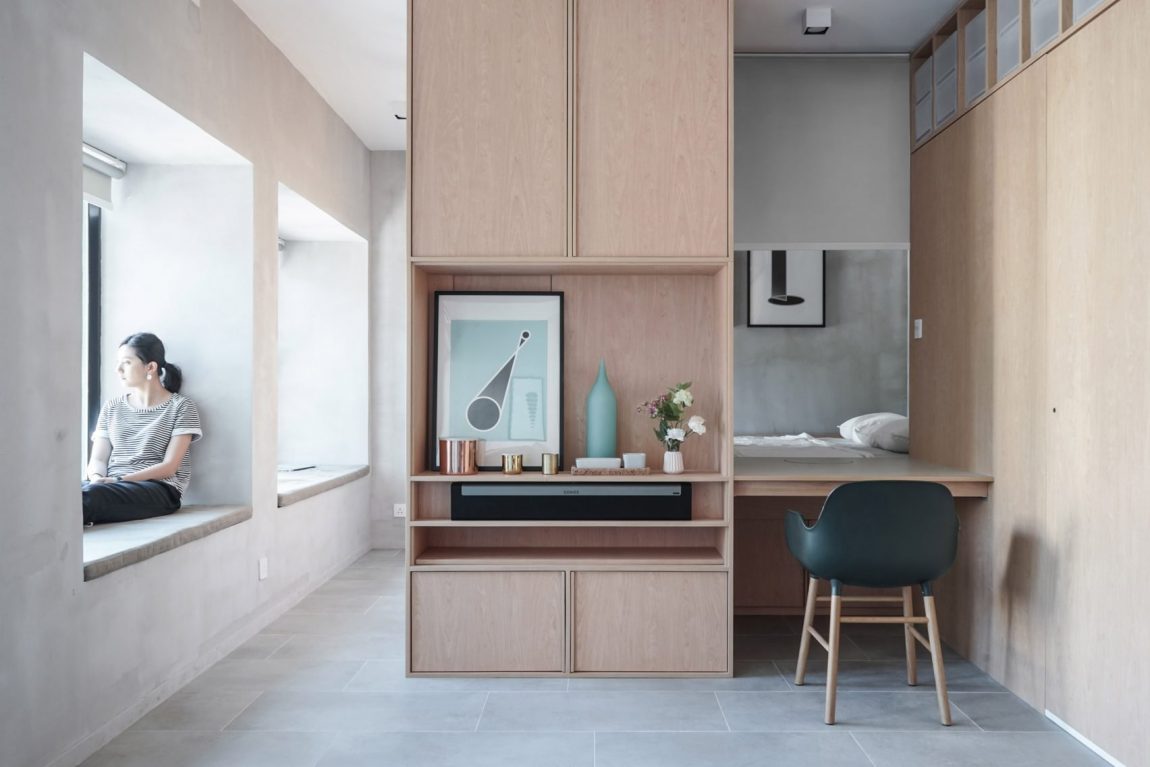 Een nieuwe indeling en interieurontwerp voor een klein appartement uit Hong Kong van 33m2