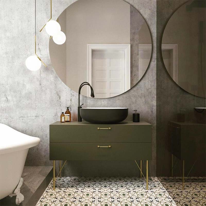 olijfgroen combineren badkamer