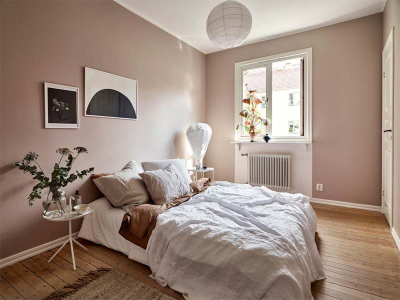 oud roze muren slaapkamer combineren wit