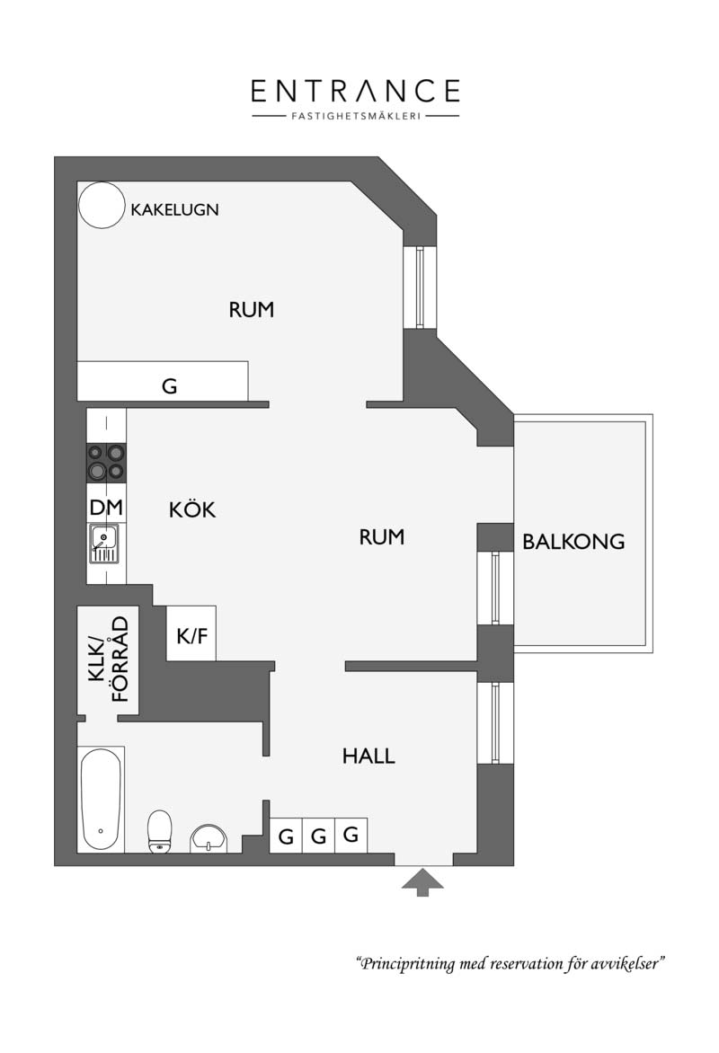 plattegrond klein appartement 54m2