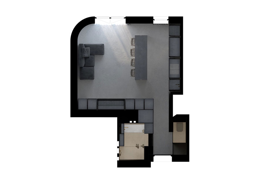 plattegrond klein appartement
