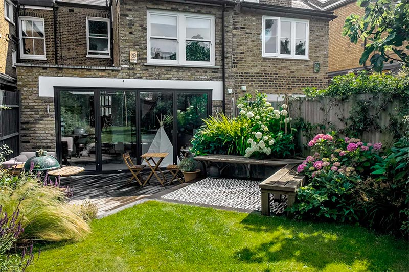 smalle diepe tuin diagonale vlonders