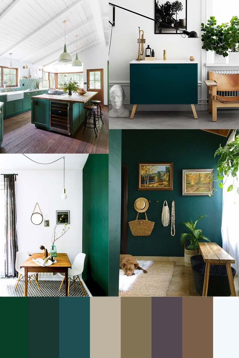 smaragdgroen interieur combineren aardetinten