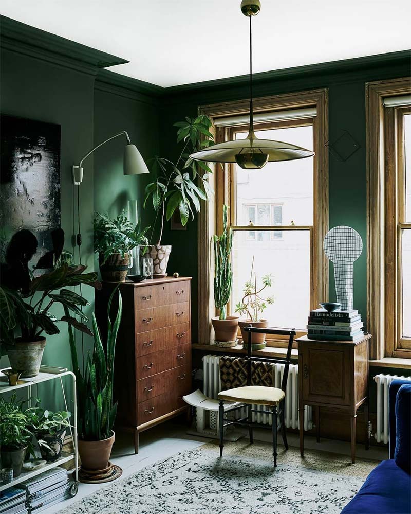 smaragd groene muren interieur