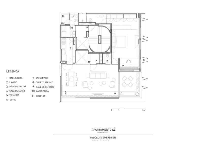 stoere appartement appartement Pascali Semerdjian arquitetos plattegrond
