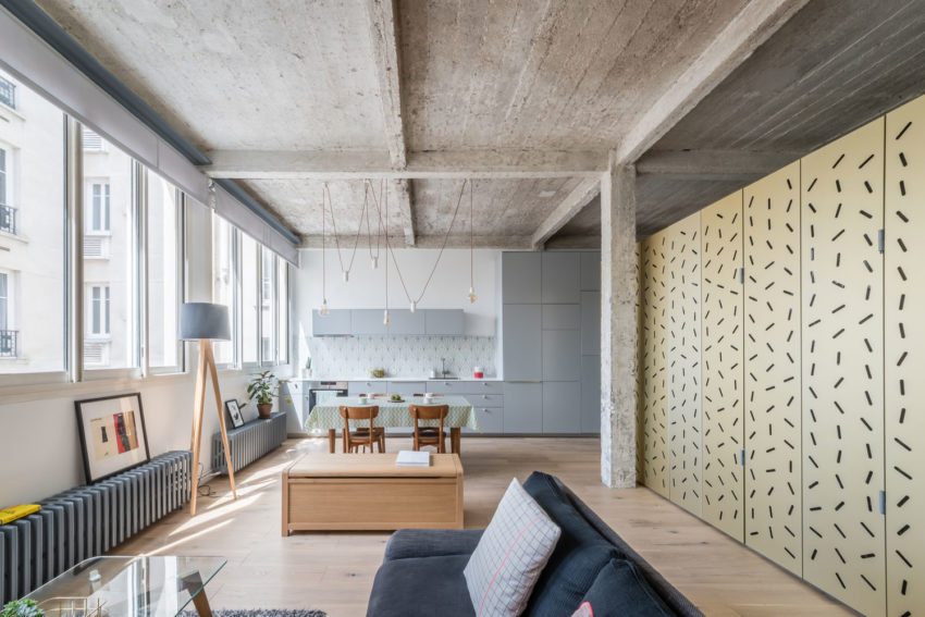 Dit stoere appartement uit Parijs is op een unieke manier ingedeeld