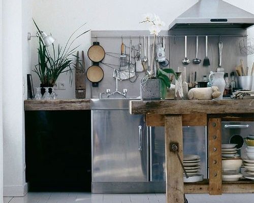 Stoere werkbank in de keuken
