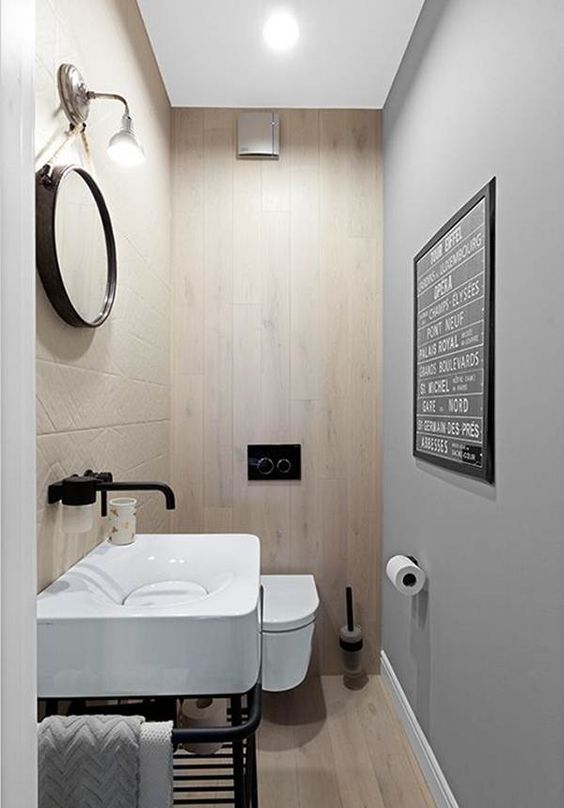 toilet inspiratie houten vloer wand