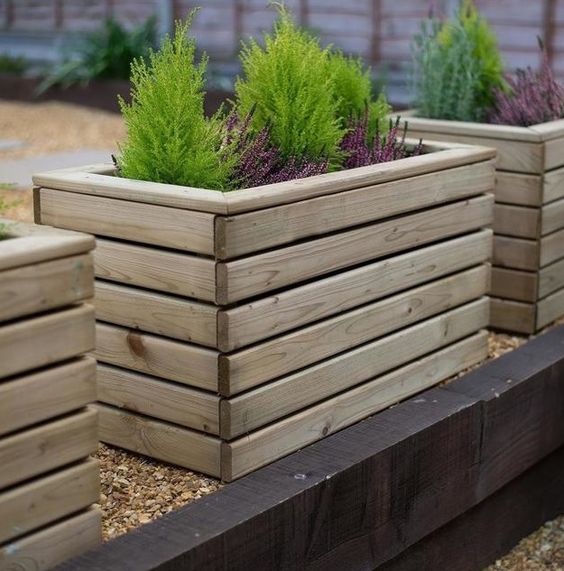 Tuin houten plantenbak ideeën