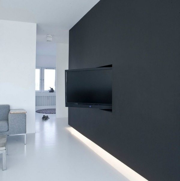 TV verbergen met een zwarte muur