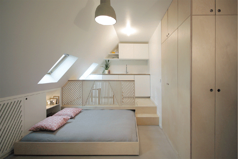 uitschuifbaar bed onder keuken platform