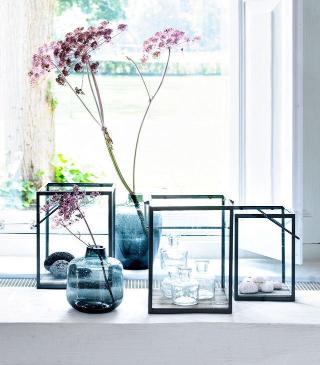 vensterbank decoratie glazen boxen