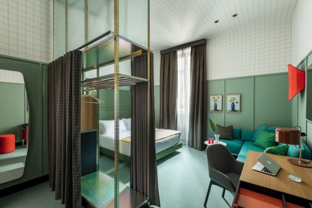 vintage-groene-muren-slaapkamer