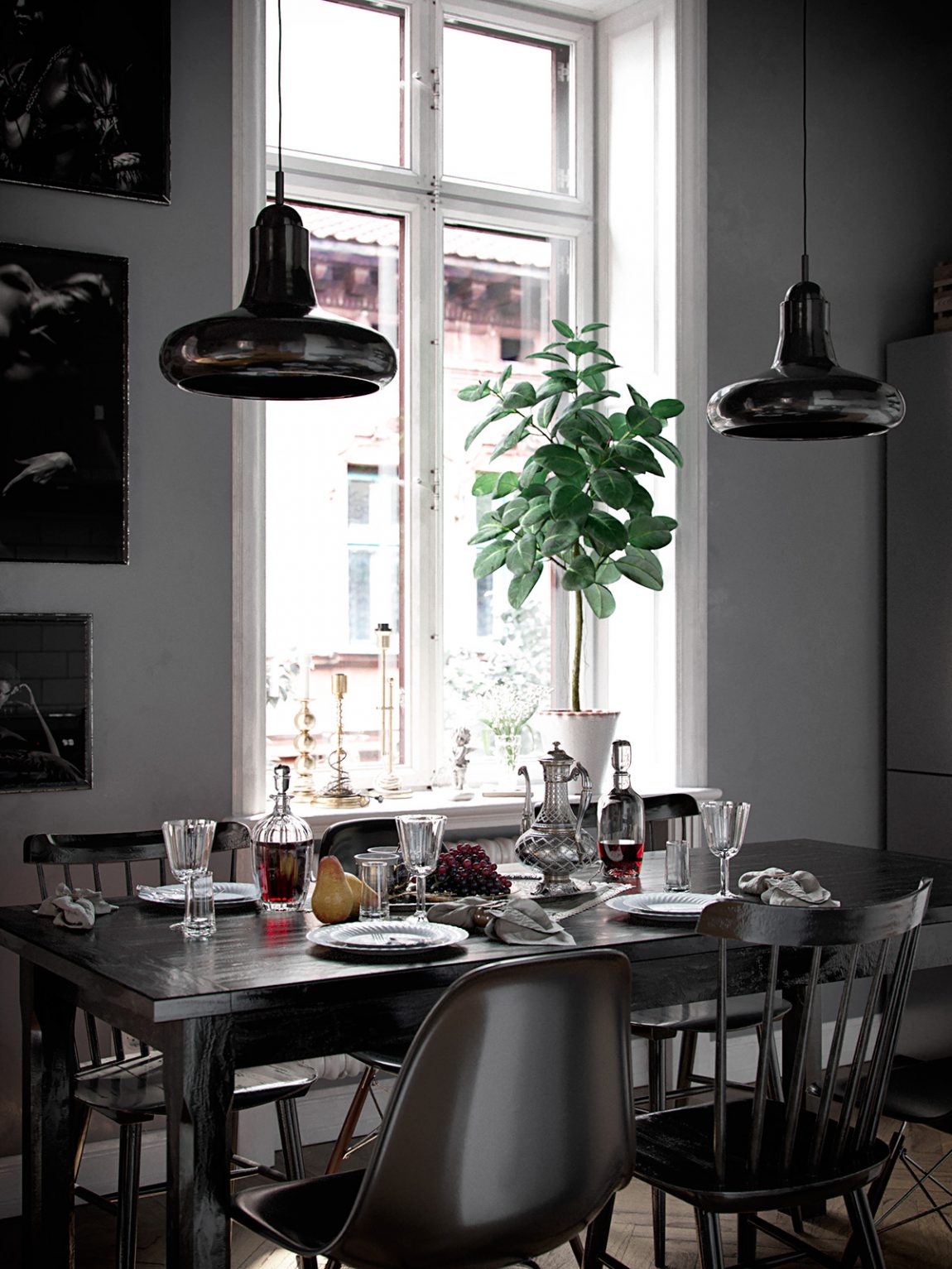 vintage-hanglampen-boven-eettafel