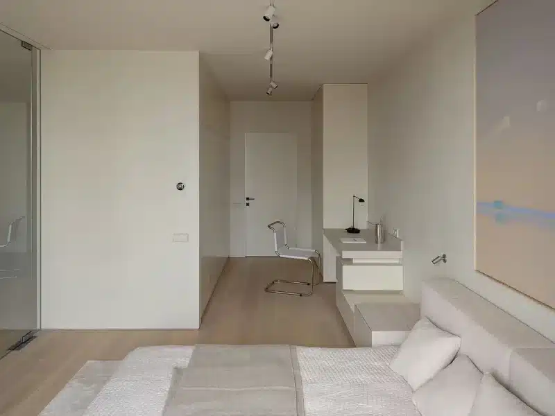 werkplek minimalistische slaapkamer