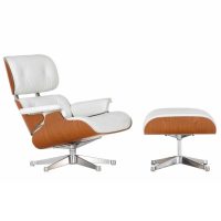 Eames Lounge Chair + Ottoman - Kersen / Snow Premium Leather / Chrome - € 8.960