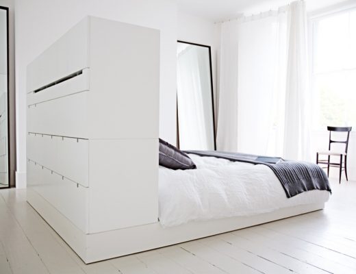Witte slaapkamer suite van architecte Cathie