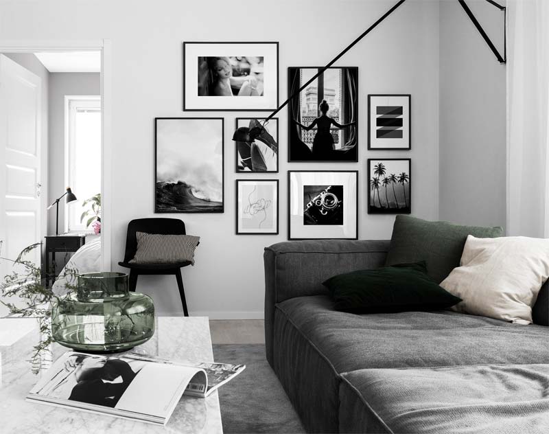 woonkamer ideeën fotowand zwart wit