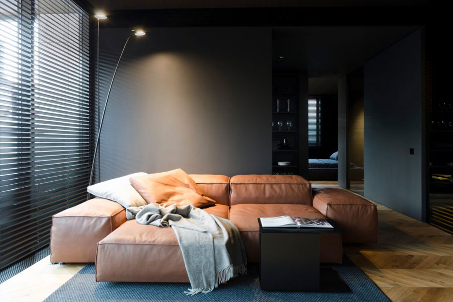 zwarte muren modern luxe appartement