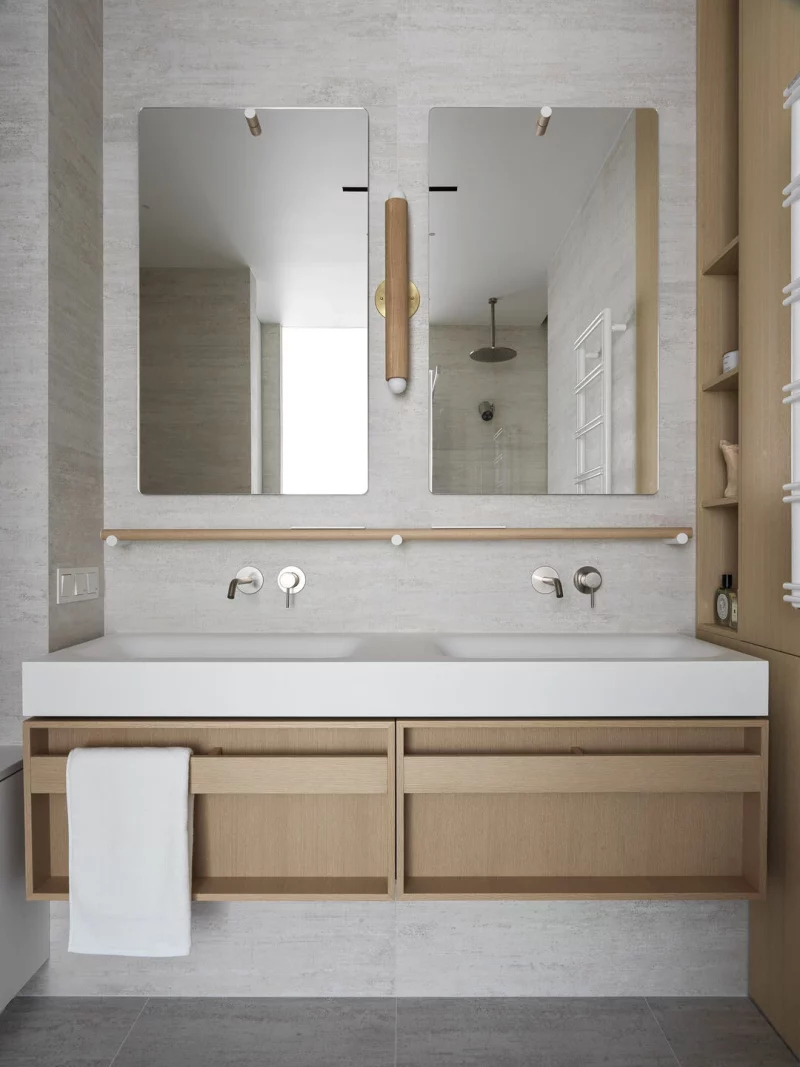zwevende houten badkamermeubel badkamer