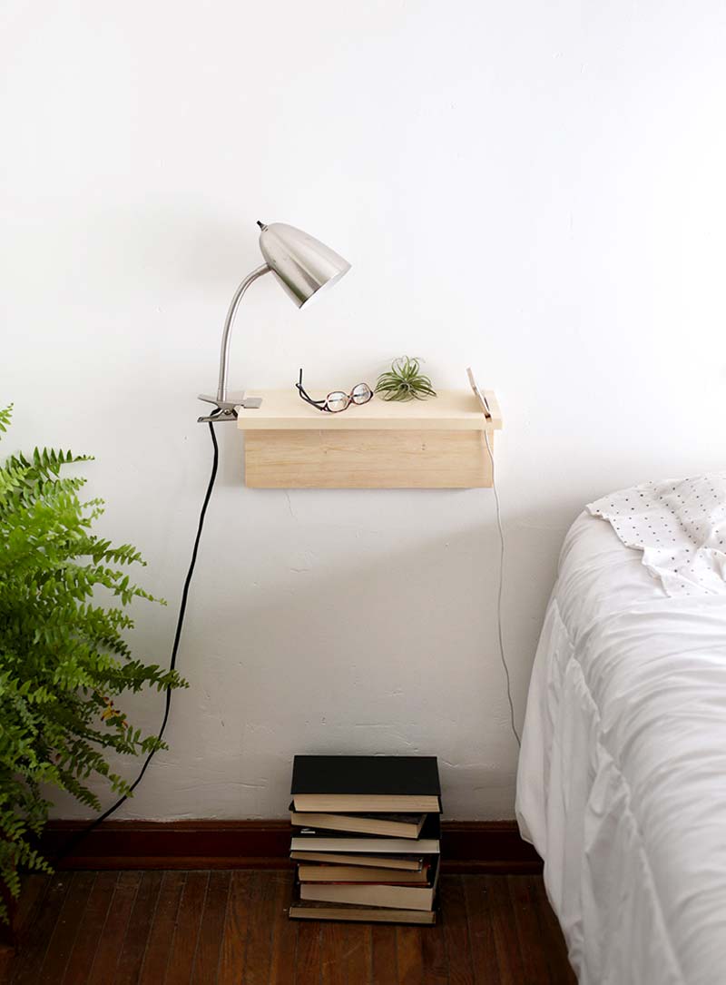 zwevende nachtkastjes diy houten plank nachtkastjes telefoonhouder